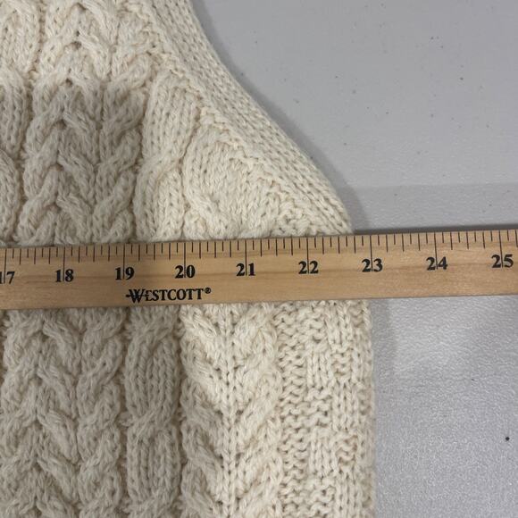 Carraig Donn Irish Wool Sweater Vest Cable Knit Button Front Ivory Grandpa XL - Picture 8 of 12